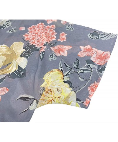 Womens Floral Chiffon Kimono Cardigans Loose Beach Cover Up Half Sleeve Tops 01h Floral Grey $8.69 Swimsuits