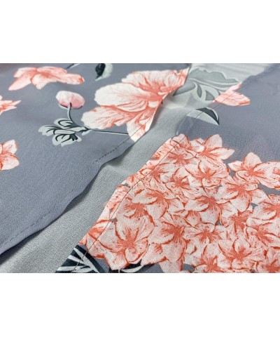 Womens Floral Chiffon Kimono Cardigans Loose Beach Cover Up Half Sleeve Tops 01h Floral Grey $8.69 Swimsuits