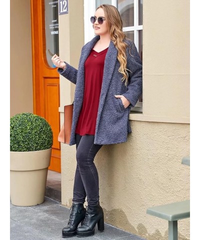 Women Plus Size Tunic Tops Long Sleeve V Neck Blouse Loose Swing Basic Flowy T Shirt for Leggings Wine Red $12.74 Tops