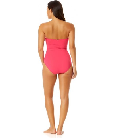 Women's Standard Twist Front Shirred One Piece Swimsuit Hot Pinkie $13.64 Swimsuits