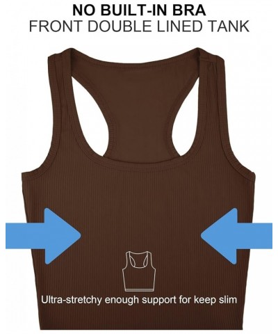 Sports Crop Tank Tops for Women Cropped Workout Tops Racerback Running Yoga Tanks Cotton Sleeveless Gym Shirts Brown $14.99 A...