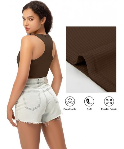 Sports Crop Tank Tops for Women Cropped Workout Tops Racerback Running Yoga Tanks Cotton Sleeveless Gym Shirts Brown $14.99 A...