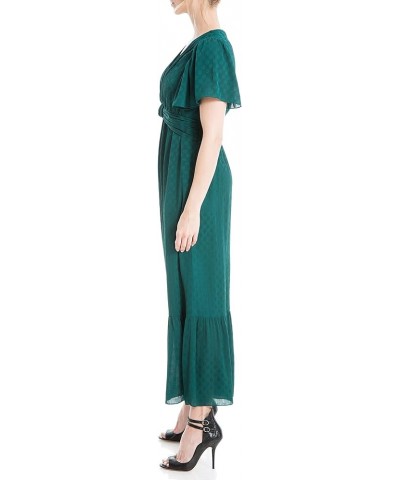Women's Jacquard Shine Dot Cinched Waist Midi Dress Emerald $16.96 Dresses