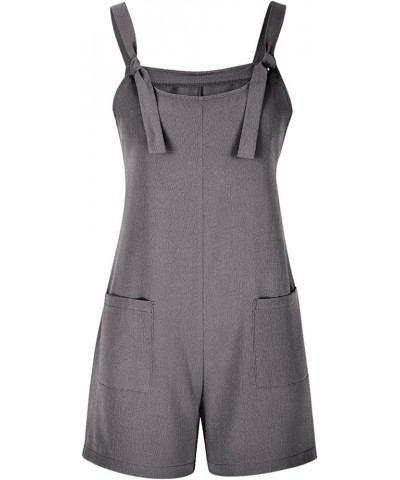 Rompers for Women 2024 Summer Sleeveless Adjustable Tie Knot Strap Short Jumpsuits with Pockets Trendy 05-gray $5.93 Jumpsuits