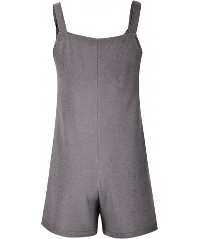Rompers for Women 2024 Summer Sleeveless Adjustable Tie Knot Strap Short Jumpsuits with Pockets Trendy 05-gray $5.93 Jumpsuits