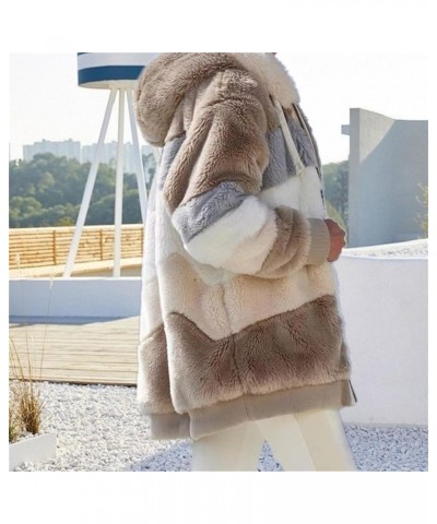 Jacket for Women 2023 Fall Winter Sherpa Fleece Jackets Full Zip Long Sleeve Casual Fuzzy Hooded Jacket Coats Khaki $9.11 Jac...
