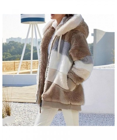 Jacket for Women 2023 Fall Winter Sherpa Fleece Jackets Full Zip Long Sleeve Casual Fuzzy Hooded Jacket Coats Khaki $9.11 Jac...