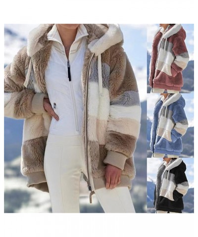 Jacket for Women 2023 Fall Winter Sherpa Fleece Jackets Full Zip Long Sleeve Casual Fuzzy Hooded Jacket Coats Khaki $9.11 Jac...