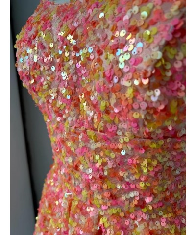Spaghetti Straps Sequin Homecoming Dresses Sparkly Plus Size Short Prom Dresses for Women 2024 Gold $42.00 Dresses