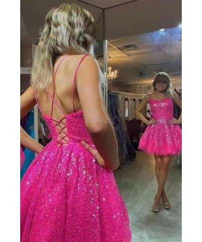 Spaghetti Straps Sequin Homecoming Dresses Sparkly Plus Size Short Prom Dresses for Women 2024 Gold $42.00 Dresses