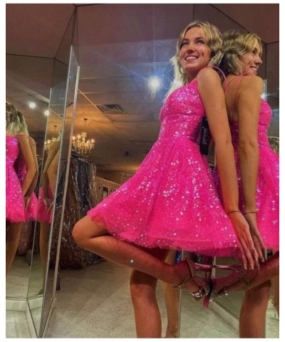 Spaghetti Straps Sequin Homecoming Dresses Sparkly Plus Size Short Prom Dresses for Women 2024 Gold $42.00 Dresses