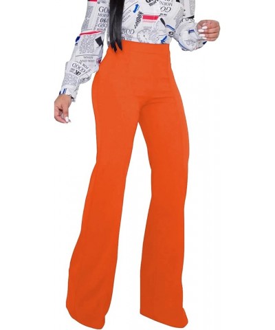 Women High Waisted Dress Pants Work Trousers Slacks Bottoms Casual Pull On Long Stretch Solid Office Business Orange $18.19 P...