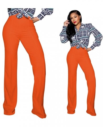 Women High Waisted Dress Pants Work Trousers Slacks Bottoms Casual Pull On Long Stretch Solid Office Business Orange $18.19 P...