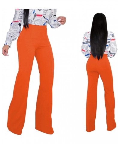 Women High Waisted Dress Pants Work Trousers Slacks Bottoms Casual Pull On Long Stretch Solid Office Business Orange $18.19 P...