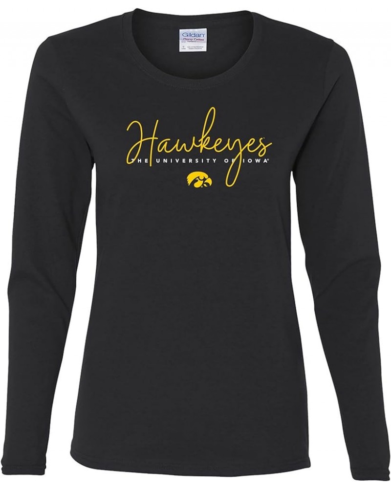 NCAA Thin Script, Team Color Womens Long Sleeve T Shirt, College, University Iowa Hawkeyes Black $16.50 Others