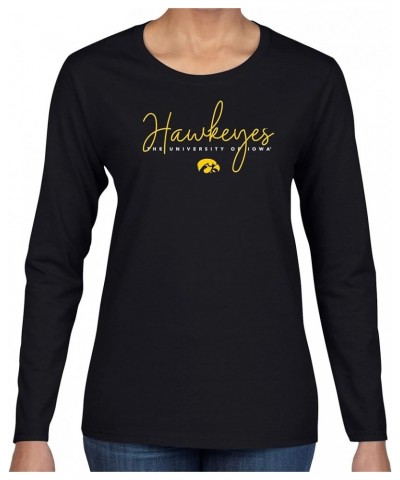 NCAA Thin Script, Team Color Womens Long Sleeve T Shirt, College, University Iowa Hawkeyes Black $16.50 Others