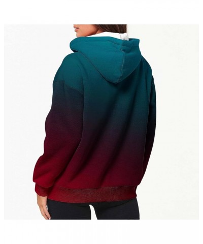 Women Fashion Ombre Tie Dye Jacket Zip Up Plus Size Y2K Hoodies Fall Long Sleeve Thick Warm Sweatshirt Casual Drawstring Coat...
