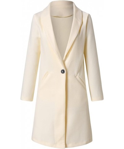 Faux Wool Coats For Women Elegant Notch Collar Slim Long Belt Windproof Pea Coat Winter Wool Blend Long Trench Coat 05beige $...