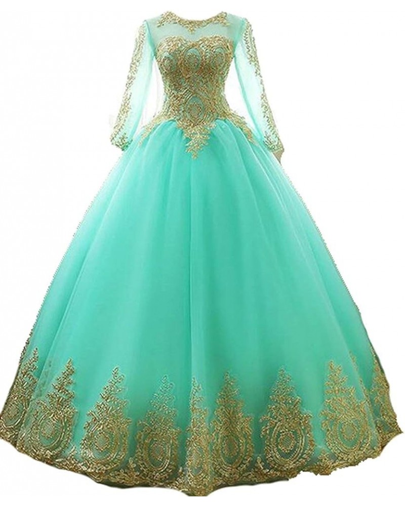 Women's Off Shoulder Gold Lace Tulle Prom Ball Gown B-mint $37.38 Dresses