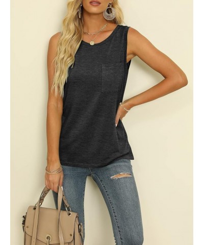 Women's Summer Sleeveless Crew Neck Tank Tops Casual Basic T Shirts Blouse Black $11.79 Tanks