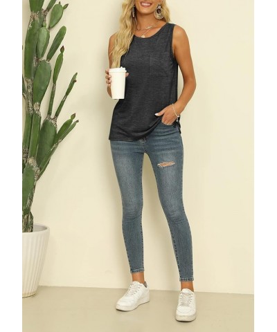 Women's Summer Sleeveless Crew Neck Tank Tops Casual Basic T Shirts Blouse Black $11.79 Tanks
