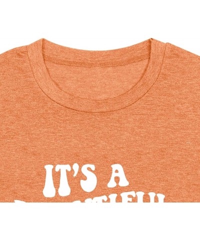 Women Teacher Life Shirt Teacher Gift Short Sleeve Shirts Its a Beautiful Day for Learning T-Shirt Orange $13.24 T-Shirts