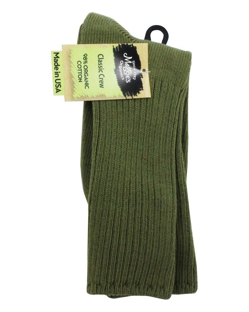 Organic Natural Cotton Classic Cushion Crew Socks for Men & Women - One Pair Medium Size Olive 9-11 $10.80 Socks