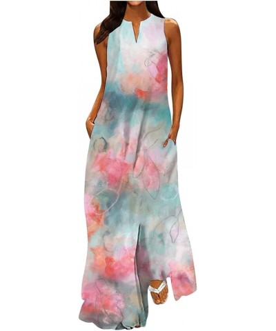 Maxi Dress for Women Summer Beach Vocation 2023 Butterfly Floral Printed Casual Long Dresses Crewneck Sleeveless Flowy Dress ...