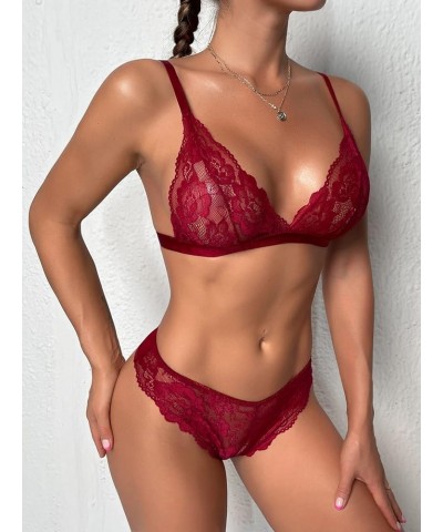 Lingerie for Women Floral Lace Lingerie Set Sleep & Lounge (Color : Lilac Purple, Size : Small) Large Burgundy $12.85 Sleep &...
