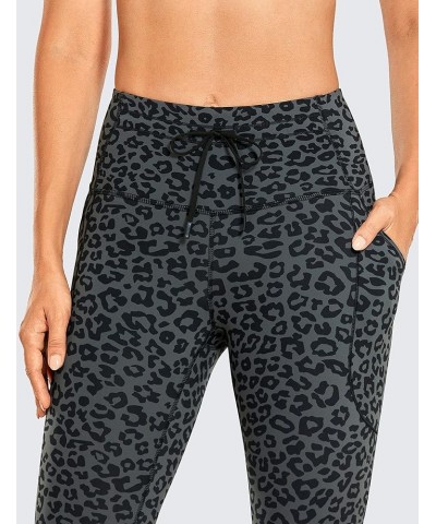 Women's Naked Feeling Workout Leggings 25 Inches - High Waisted 7/8 Drawstring Yoga Tight Pants with Pockets Leopard Printed ...