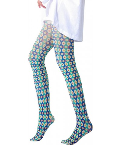 Women Tights, Opaque High Waist Pantyhose, Vintage Control Top Stockings Geometric $15.98 Socks