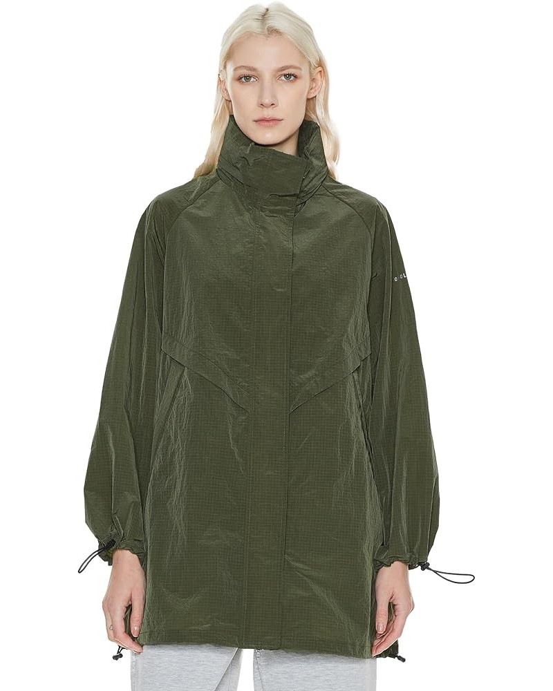 Women's Lightweight Windbreaker Hooded Rain Jacket Relaxed Fit Raincoat with Pockets for Outdoor Armygreen $46.74 Coats
