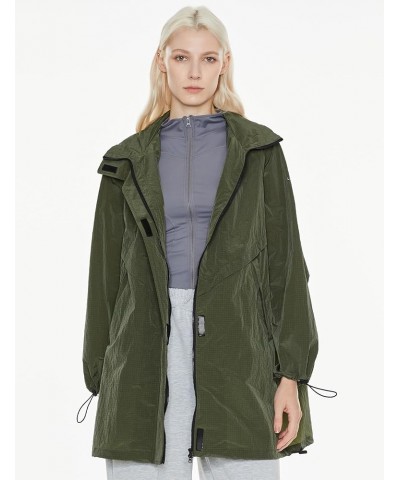 Women's Lightweight Windbreaker Hooded Rain Jacket Relaxed Fit Raincoat with Pockets for Outdoor Armygreen $46.74 Coats