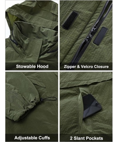 Women's Lightweight Windbreaker Hooded Rain Jacket Relaxed Fit Raincoat with Pockets for Outdoor Armygreen $46.74 Coats