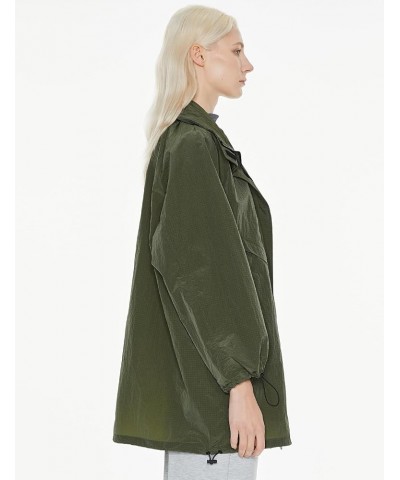 Women's Lightweight Windbreaker Hooded Rain Jacket Relaxed Fit Raincoat with Pockets for Outdoor Armygreen $46.74 Coats