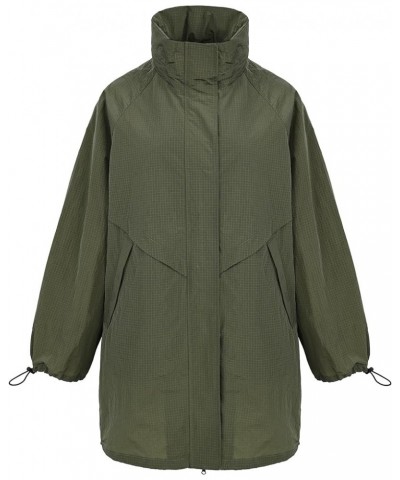 Women's Lightweight Windbreaker Hooded Rain Jacket Relaxed Fit Raincoat with Pockets for Outdoor Armygreen $46.74 Coats