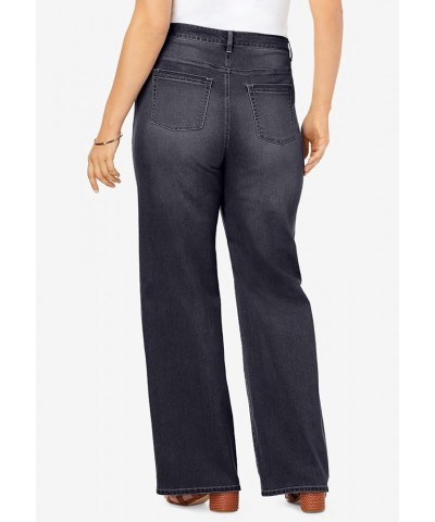Women's Plus Size Invisible Stretch Contour Wide-Leg Jean Regular Dark Wash $23.66 Jeans