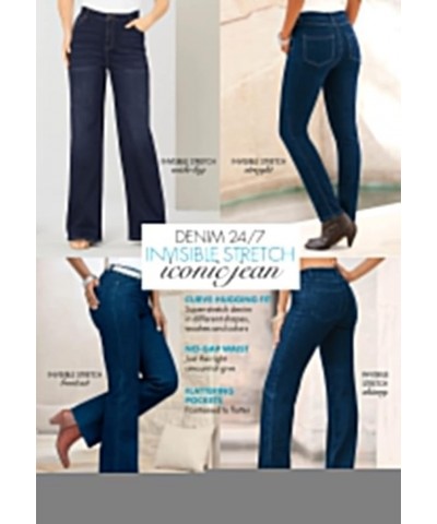 Women's Plus Size Invisible Stretch Contour Wide-Leg Jean Regular Dark Wash $23.66 Jeans