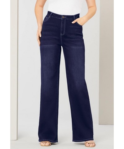 Women's Plus Size Invisible Stretch Contour Wide-Leg Jean Regular Dark Wash $23.66 Jeans
