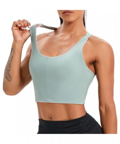 Women's Sports Bra, Criss-Cross Twist Back Padded Yoga Crop Top Medium Support Workout Longline Tank Top Green $9.34 Lingerie