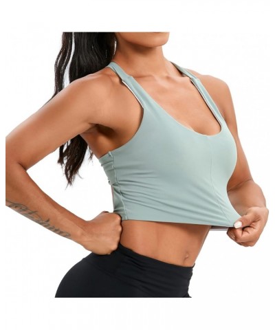Women's Sports Bra, Criss-Cross Twist Back Padded Yoga Crop Top Medium Support Workout Longline Tank Top Green $9.34 Lingerie