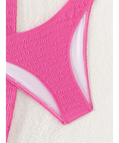 Women's 3 Piece Swimsuits Triangle Halter Bikini Sets Bathing Suit with Beach Cover Up Skirt Hot Pink $20.15 Swimsuits