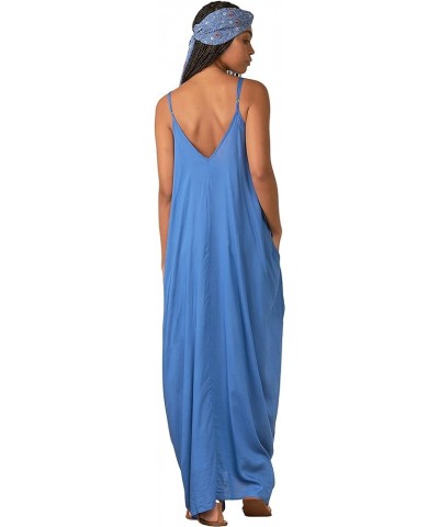 Womens Double V Sheer Maxi Dress Azure $13.99 Dresses