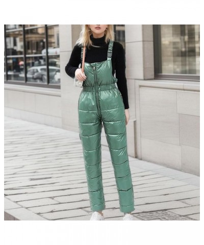 Women Winter Snowsuit 2 Piece Faux Fur Hooded Jacket and Ski Bib Overalls Thick Warm Ski Snow Suits Jumpsuit Outfits Mint Gre...