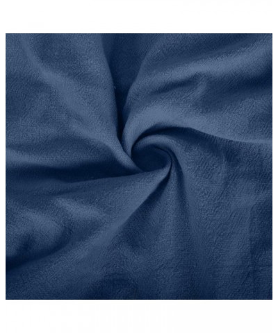 Cotton Linen Trousers for Women High Waist Ruffle Palazzo Pants Loose Fit Pocket Wide Leg Pants Solid Color Lounge Pants Navy...