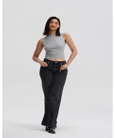 Women Sleeveless Crew Neck Tank Tops Slim Fit Yoga/Workout Stretch Layer T Shirt 50135 Cropped Light Gray $12.88 Tanks