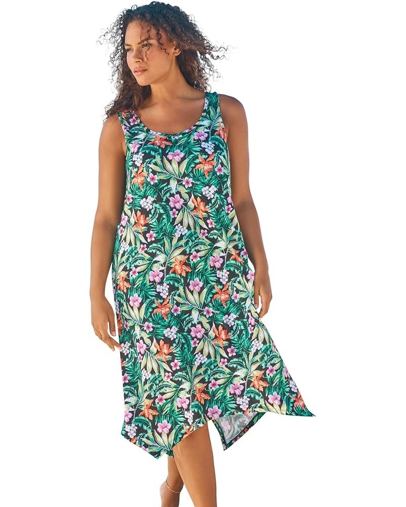 Women's Plus Size Sharktail Beach Cover Up Dress Oasis Floral $22.82 Swimsuits