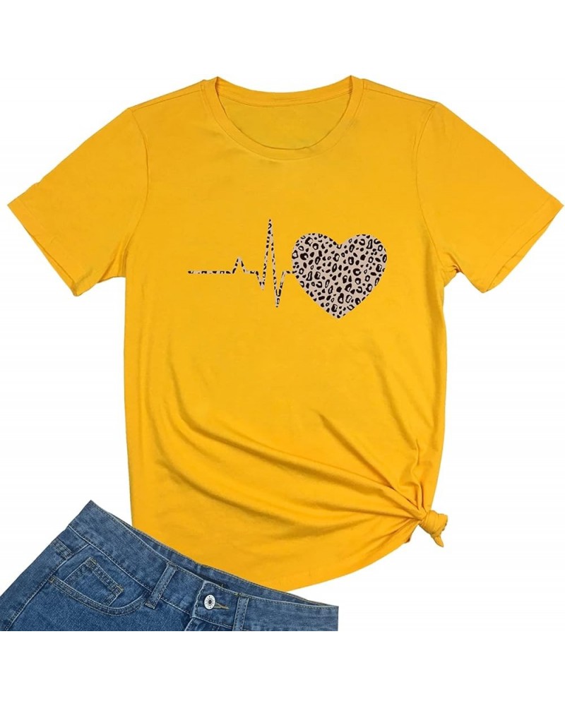 Women Graphic Cute T-Shirts Cotton Tops Yellow $11.39 T-Shirts