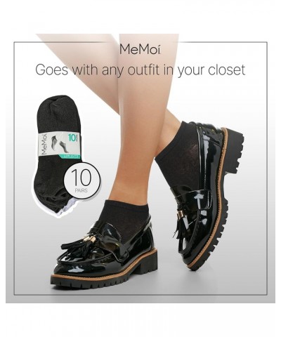 Low Cut Womens Socks Bulk Pack - Moisture Wicking Socks for Women, Includes 10 Pairs Womens Socks Size 9-11 - One Size Black-...