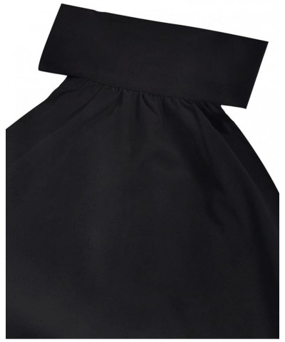 Women's Casual Sleeveless Self Tie Neck Pleated Front Tank Halter Top Satin-black $16.49 Tanks